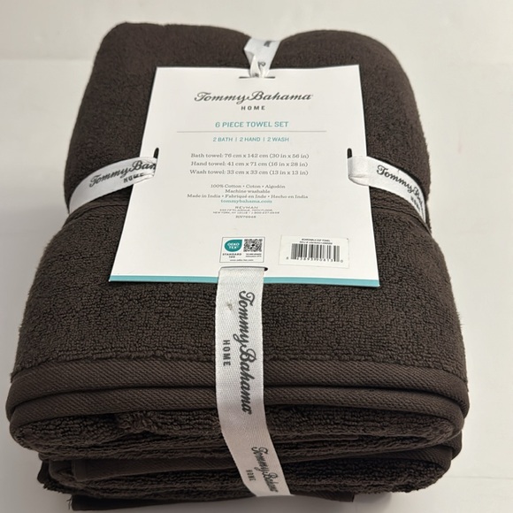 6pc TOMMY BAHAMA HOME Bath Towel Set - Boardwalk ESP Towel - Espresso - Picture 2 of 7